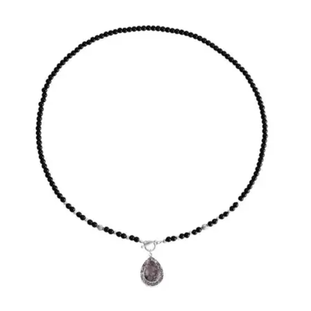 Garnet Teardrop Shaker Pendant Choker Necklace In Stainless Steel